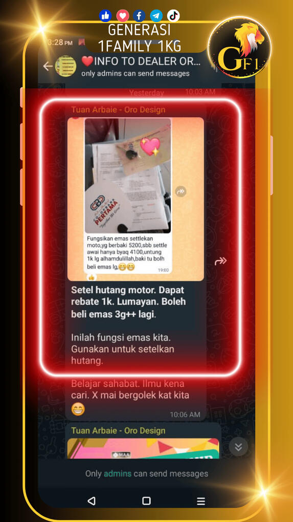 Settle hutang Motor Untung 1k