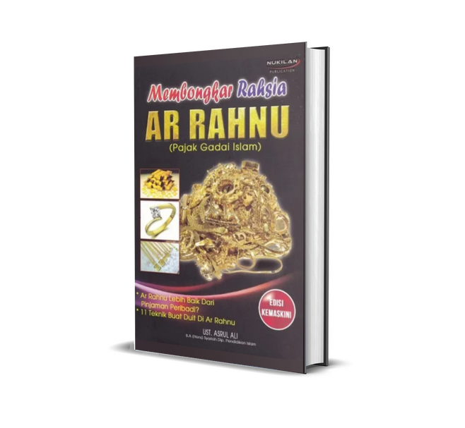 Buku ini akan mengubah pandangan anda tentang pajak gadai Islam Ar-Rahnu. Satu-satunya buku di pasaran yang membongkar teknik pelaburan Emas melalui Ar-Rahnu.